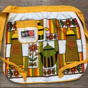 Vintage Hand Printed Royal Terry. Terry Apron. NWT.